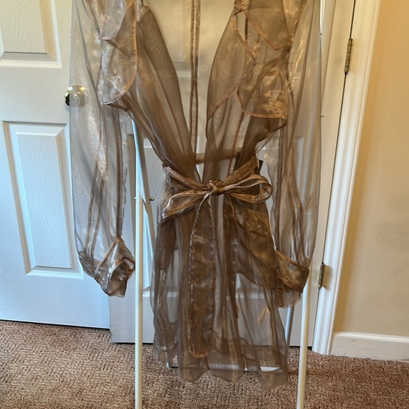 Sheer Jacket With Pockets, back Slit and belt NWT Size Large - Picture 3 of 8